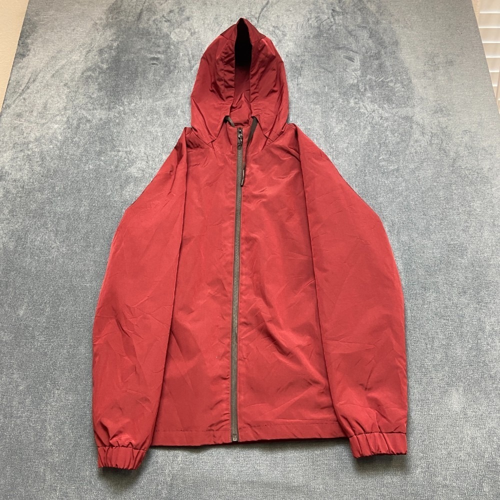Manfinity Windbreaker Jacket Men Medium Maroon Full Zip Hooded Drawstring Winter